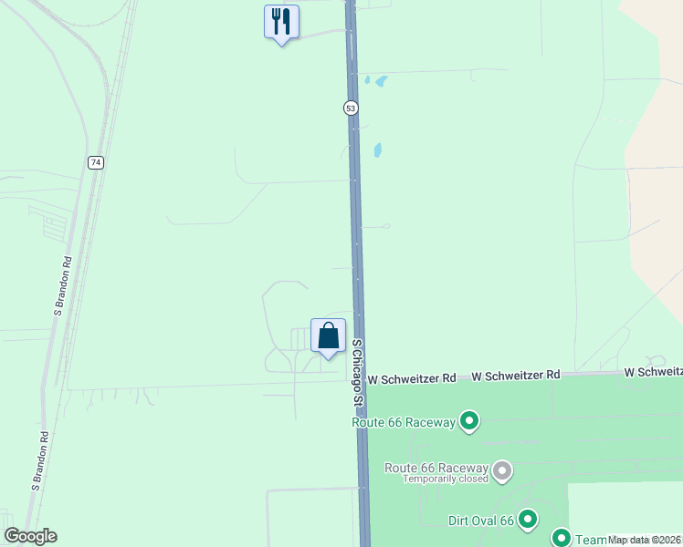 map of restaurants, bars, coffee shops, grocery stores, and more near 2705 South Chicago Street in Joliet