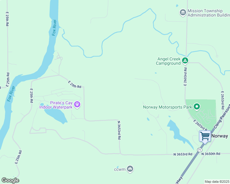 map of restaurants, bars, coffee shops, grocery stores, and more near 2601 3689th Road in Sheridan