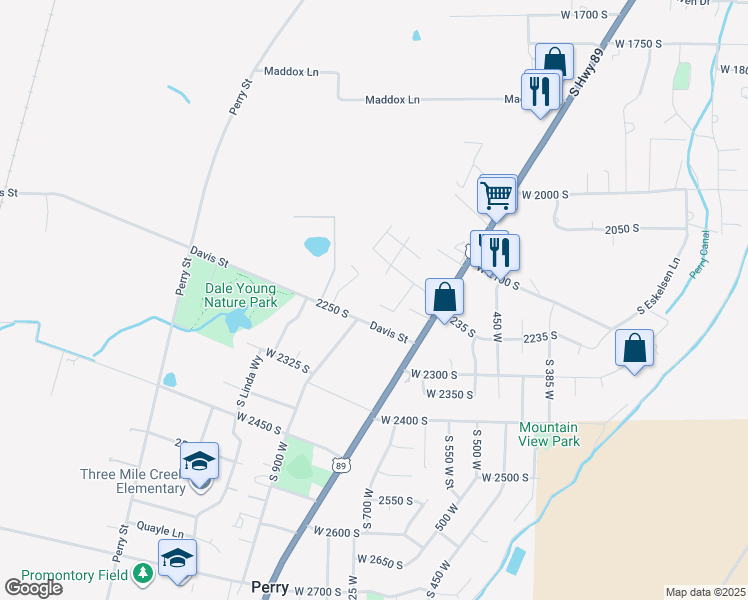 map of restaurants, bars, coffee shops, grocery stores, and more near 2222 U.S. 89 in Perry
