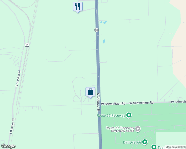 map of restaurants, bars, coffee shops, grocery stores, and more near 2705 South Chicago Street in Joliet