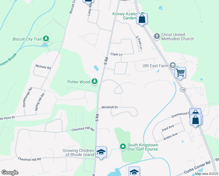 map of restaurants, bars, coffee shops, grocery stores, and more near 1443 South Road in South Kingstown