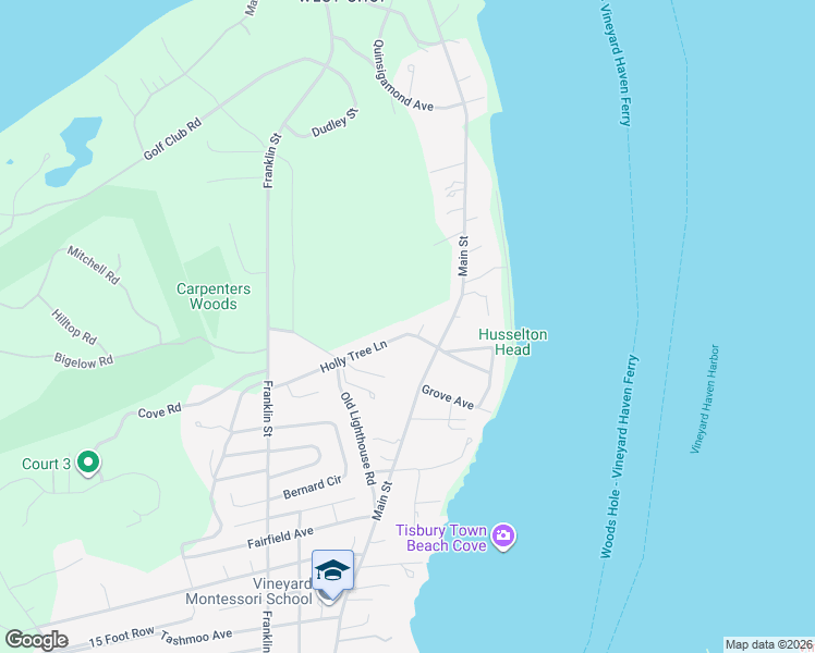 map of restaurants, bars, coffee shops, grocery stores, and more near 37 Holly Tree Lane in Tisbury