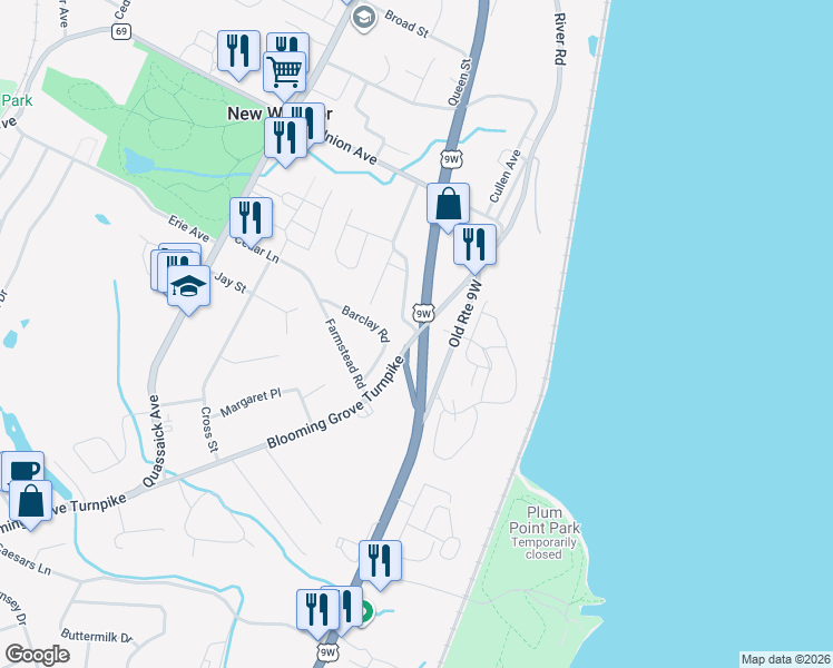 map of restaurants, bars, coffee shops, grocery stores, and more near 0 Blooming Grove Turnpike in New Windsor