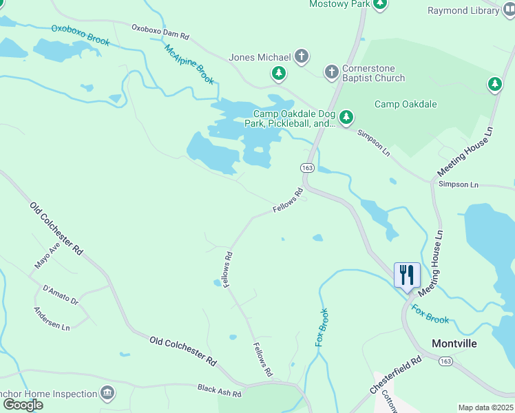 map of restaurants, bars, coffee shops, grocery stores, and more near 33 Fellows Road in Montville