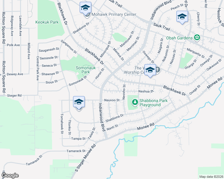 map of restaurants, bars, coffee shops, grocery stores, and more near 140 Nashua Street in Park Forest