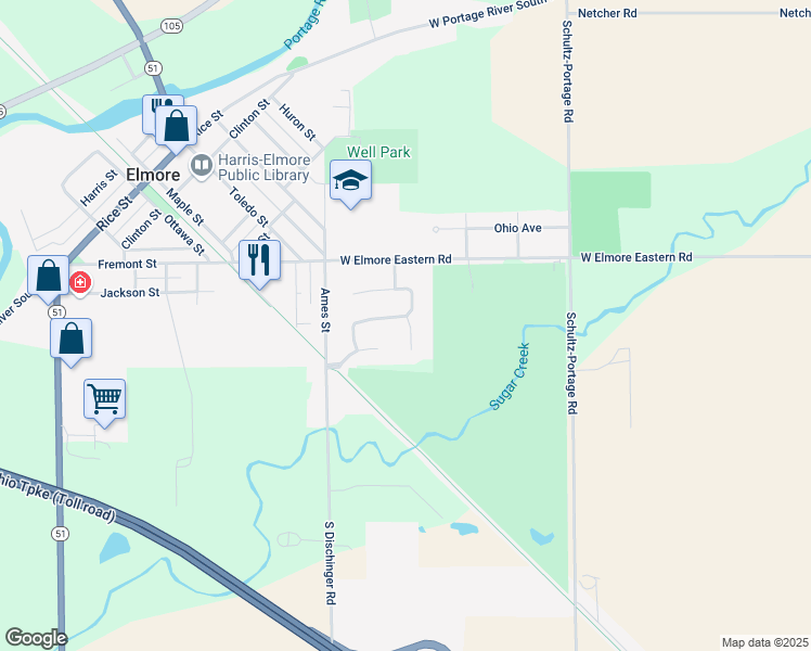 map of restaurants, bars, coffee shops, grocery stores, and more near 570 Bradford Court in Elmore