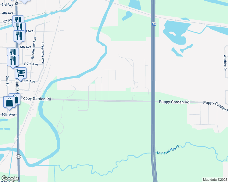 map of restaurants, bars, coffee shops, grocery stores, and more near 909 Chestnut Drive in Colona