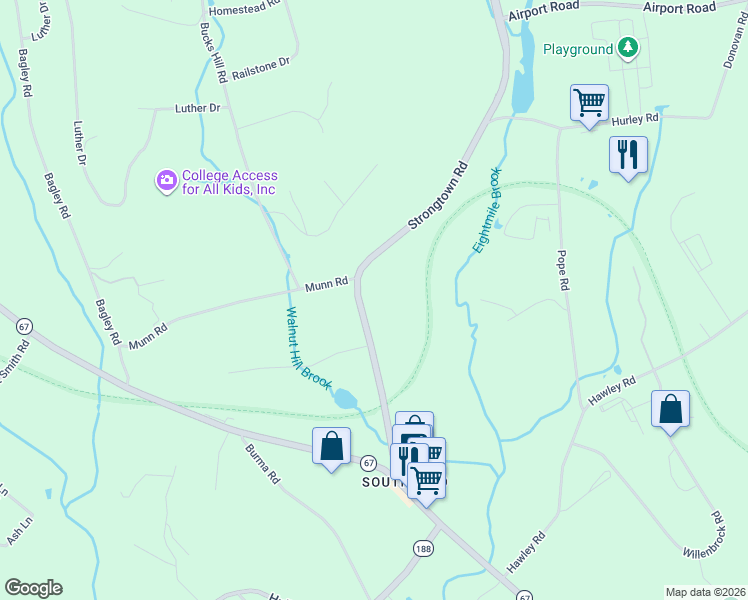 map of restaurants, bars, coffee shops, grocery stores, and more near 208 Strongtown Road in Southbury