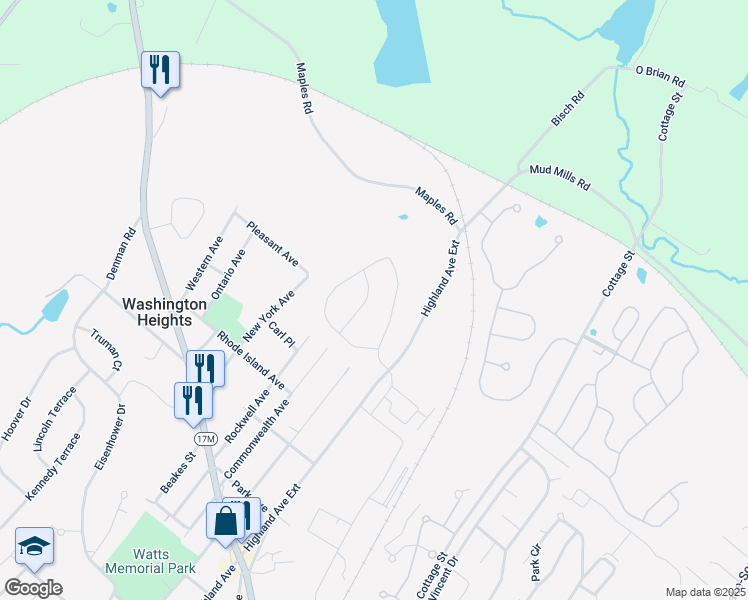 map of restaurants, bars, coffee shops, grocery stores, and more near 15 Mila Drive in Middletown