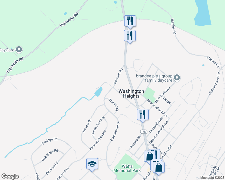 map of restaurants, bars, coffee shops, grocery stores, and more near 79 Eisenhower Drive in Middletown
