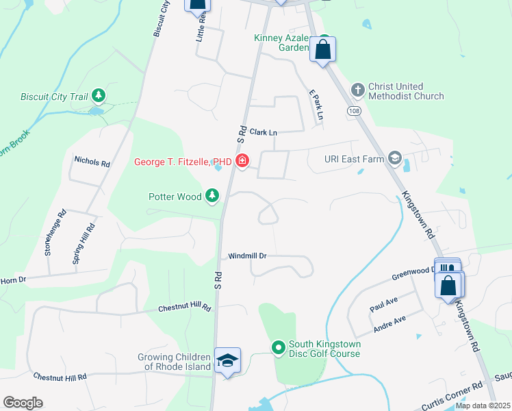 map of restaurants, bars, coffee shops, grocery stores, and more near 1443 South Road in South Kingstown