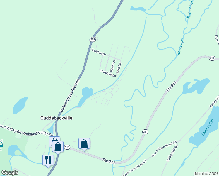 map of restaurants, bars, coffee shops, grocery stores, and more near 114 Lakeview Drive in Cuddebackville