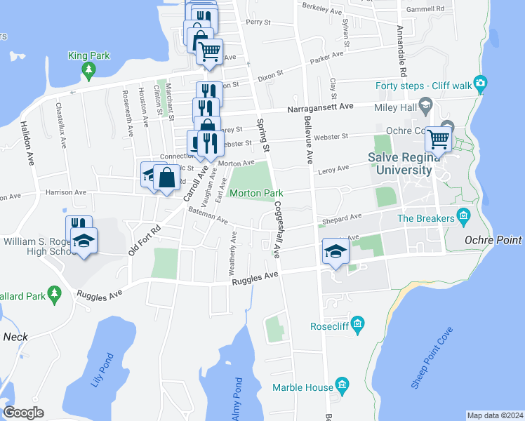 map of restaurants, bars, coffee shops, grocery stores, and more near 6 Kerins Terrace in Newport