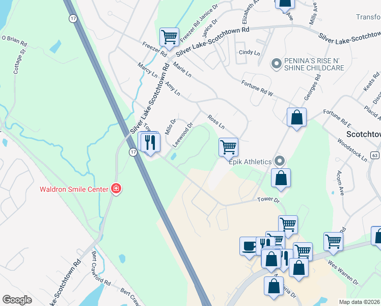 map of restaurants, bars, coffee shops, grocery stores, and more near 845 Tower Drive in Scotchtown