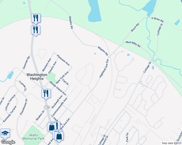 map of restaurants, bars, coffee shops, grocery stores, and more near 15 Mila Drive in Middletown