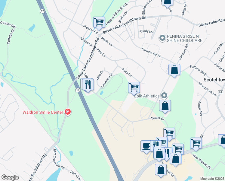 map of restaurants, bars, coffee shops, grocery stores, and more near 845 Tower Drive in Scotchtown