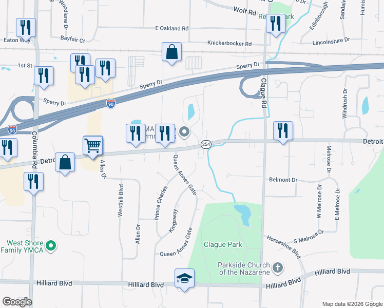 map of restaurants, bars, coffee shops, grocery stores, and more near 1155 Charter Oak Lane in Westlake