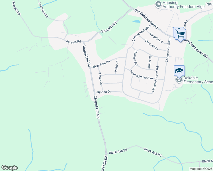 map of restaurants, bars, coffee shops, grocery stores, and more near 24 Rhode Island Drive in Montville