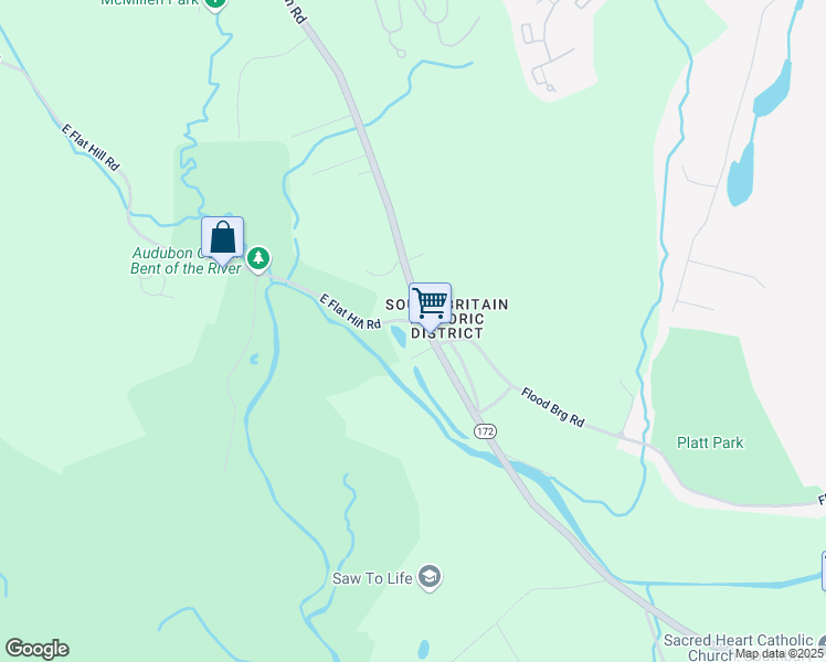 map of restaurants, bars, coffee shops, grocery stores, and more near 19 East Flat Hill Road in Southbury