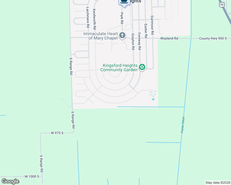 map of restaurants, bars, coffee shops, grocery stores, and more near in Kingsford Heights