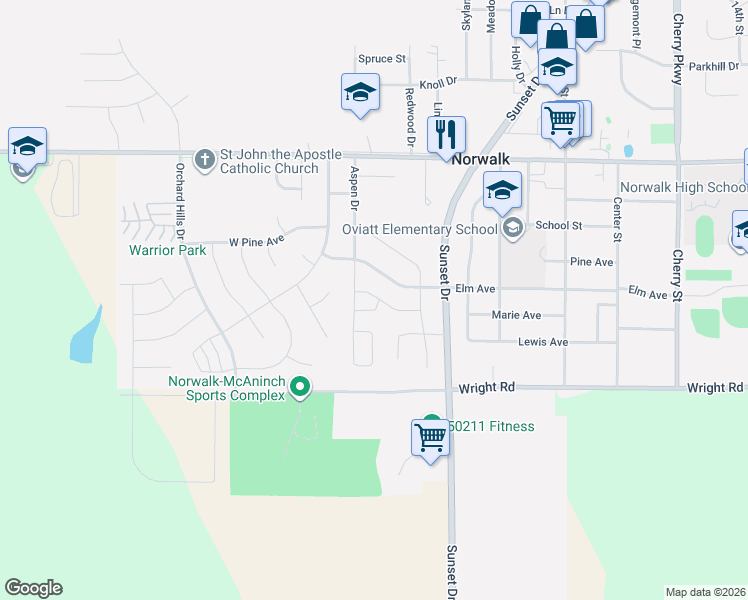 map of restaurants, bars, coffee shops, grocery stores, and more near 302 Maple Avenue in Norwalk