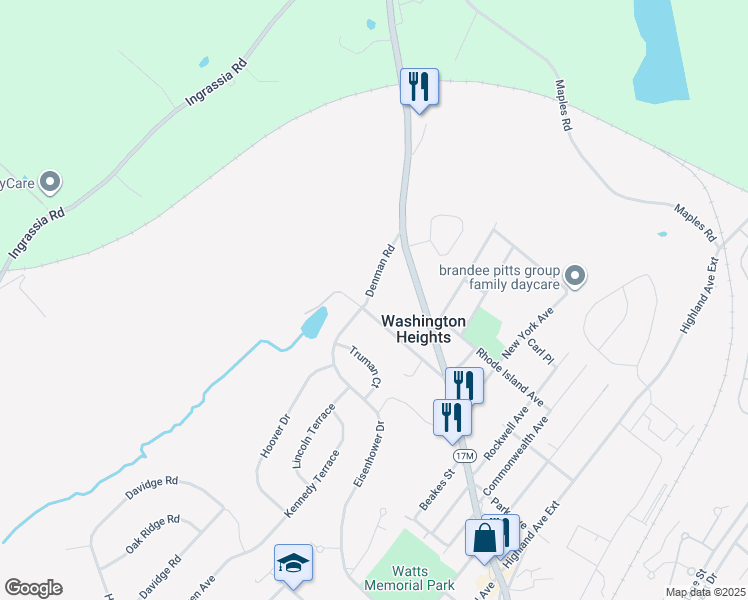 map of restaurants, bars, coffee shops, grocery stores, and more near 79 Eisenhower Drive in Middletown