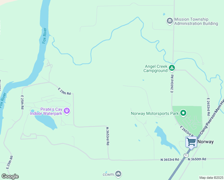 map of restaurants, bars, coffee shops, grocery stores, and more near 2601 3689th Road in Sheridan