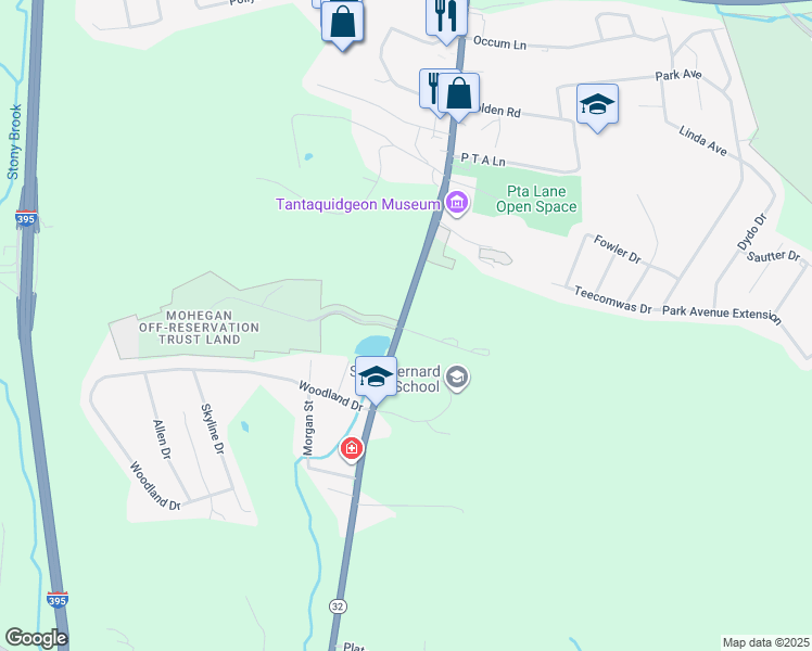 map of restaurants, bars, coffee shops, grocery stores, and more near 1691 Norwich-New London Turnpike in Montville