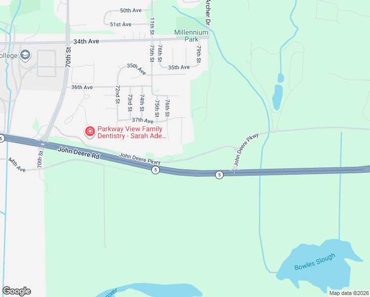 map of restaurants, bars, coffee shops, grocery stores, and more near 3722 77 Street Court in East Moline