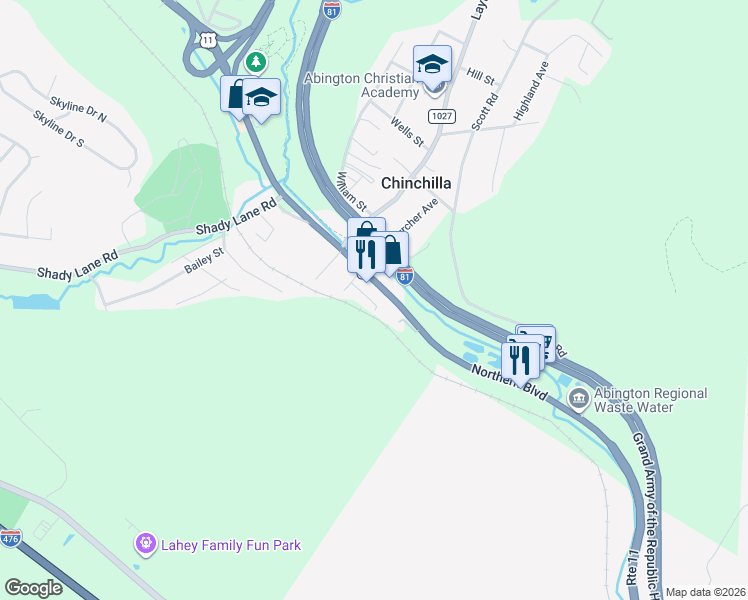 map of restaurants, bars, coffee shops, grocery stores, and more near 329 Northern Blvd in Clarks Summit