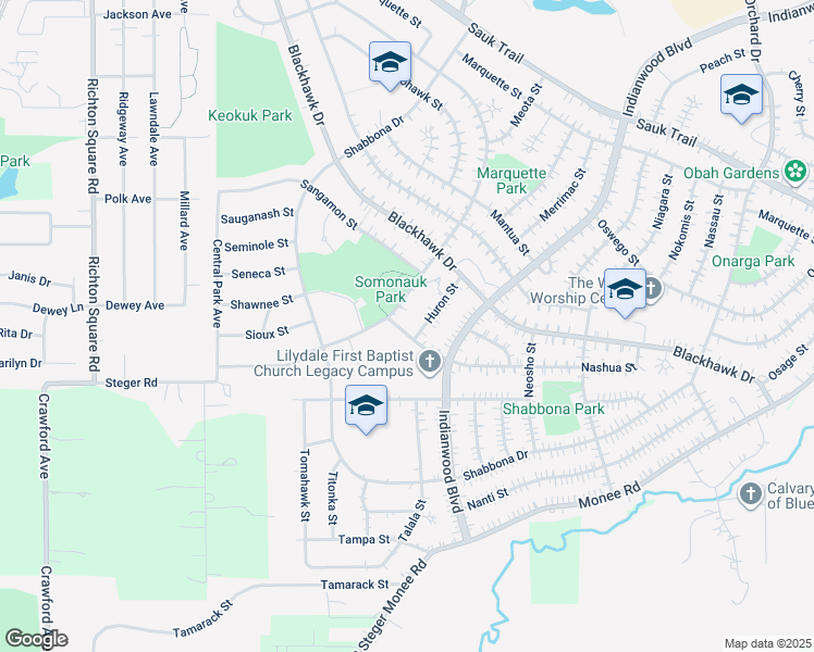 map of restaurants, bars, coffee shops, grocery stores, and more near 212 Nashua Street in Park Forest