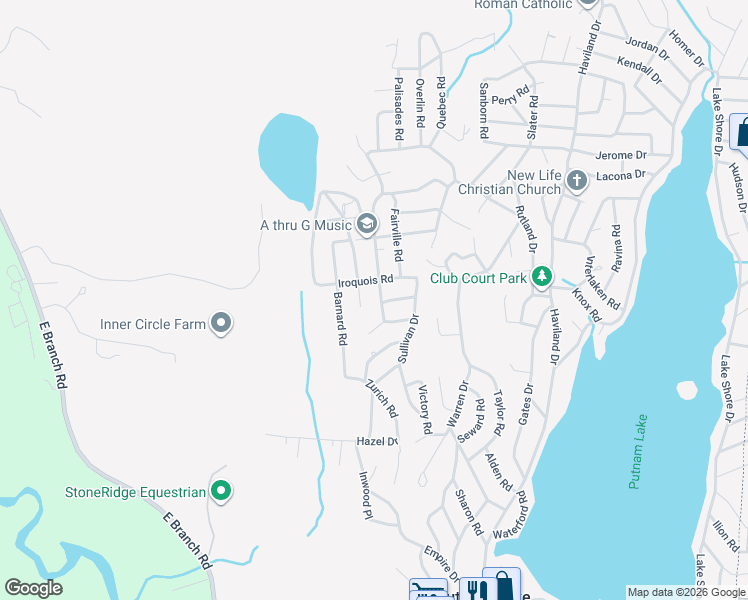 map of restaurants, bars, coffee shops, grocery stores, and more near 14 Newburgh Road in Patterson