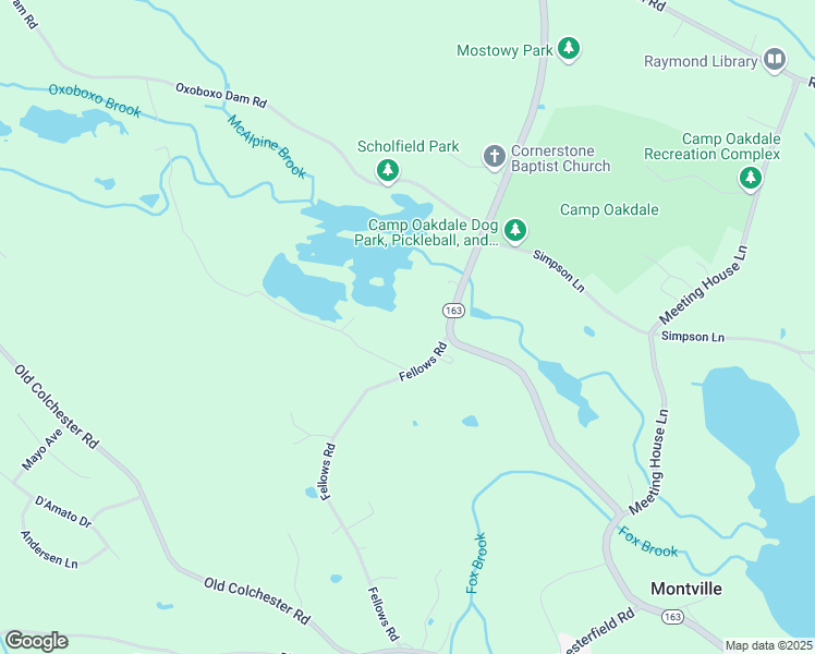 map of restaurants, bars, coffee shops, grocery stores, and more near 1 Fellows Road in Montville