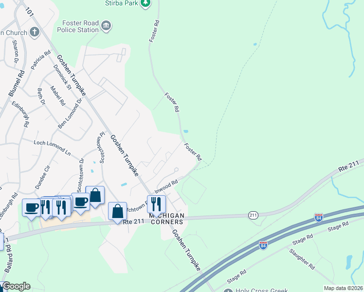 map of restaurants, bars, coffee shops, grocery stores, and more near 30 Pinto Road in Scotchtown