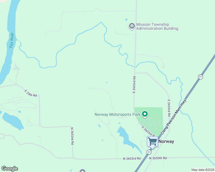map of restaurants, bars, coffee shops, grocery stores, and more near 2603 3689th Road in Sheridan