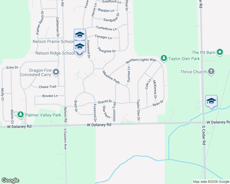 map of restaurants, bars, coffee shops, grocery stores, and more near 2845 Horizon Trail in New Lenox