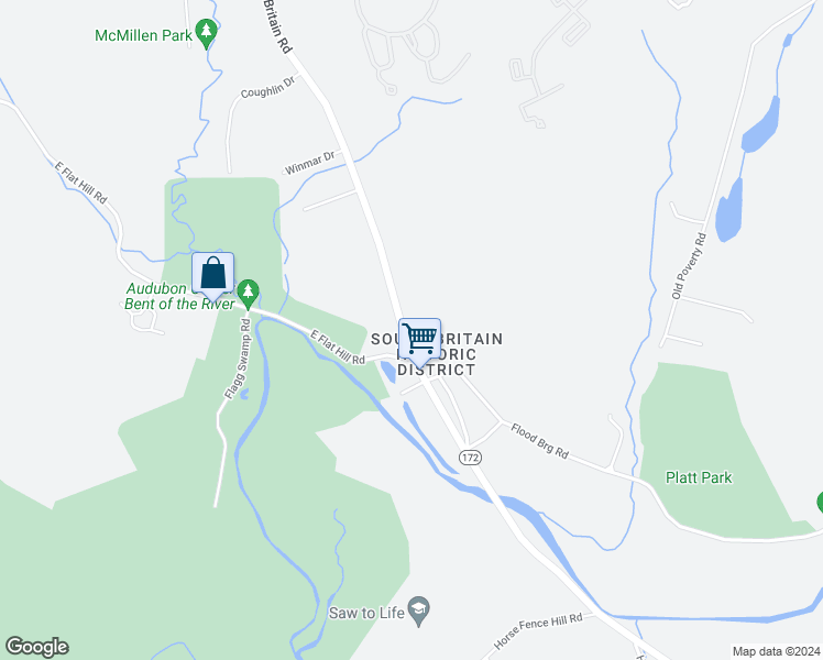 map of restaurants, bars, coffee shops, grocery stores, and more near 712 South Britain Road in Southbury