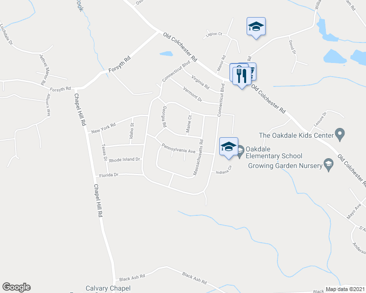 map of restaurants, bars, coffee shops, grocery stores, and more near 29 Pennsylvania Avenue in Montville