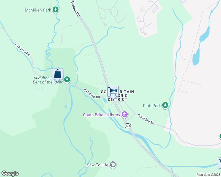 map of restaurants, bars, coffee shops, grocery stores, and more near 712 South Britain Road in Southbury