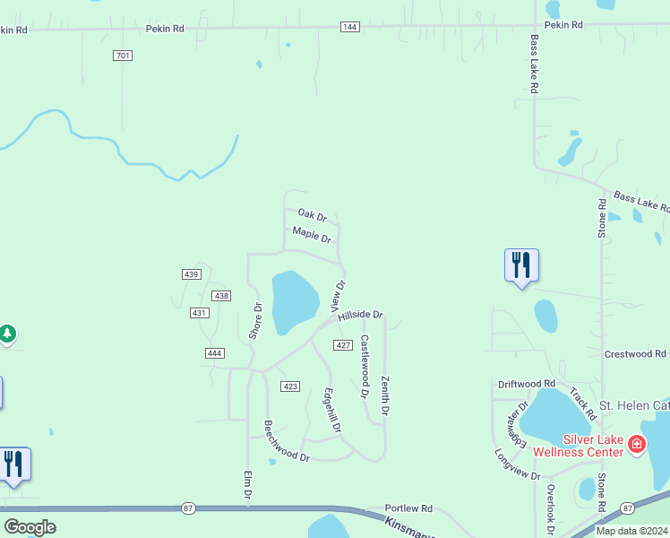 map of restaurants, bars, coffee shops, grocery stores, and more near 14338 Woodlawn Drive in Geauga County