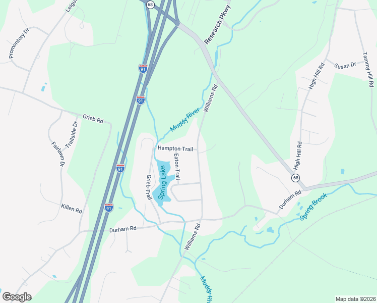 map of restaurants, bars, coffee shops, grocery stores, and more near 18 Hampton Trail in Wallingford