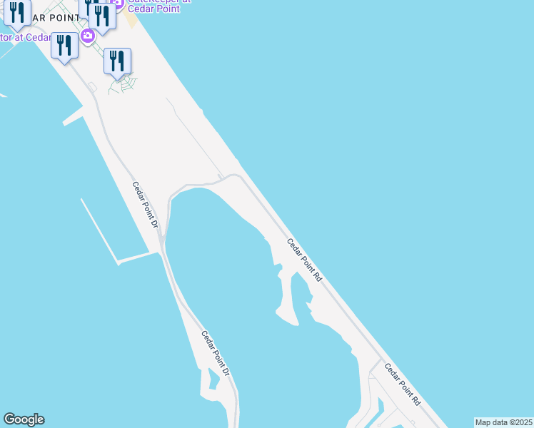 map of restaurants, bars, coffee shops, grocery stores, and more near 2025 Cedar Point Road in Sandusky