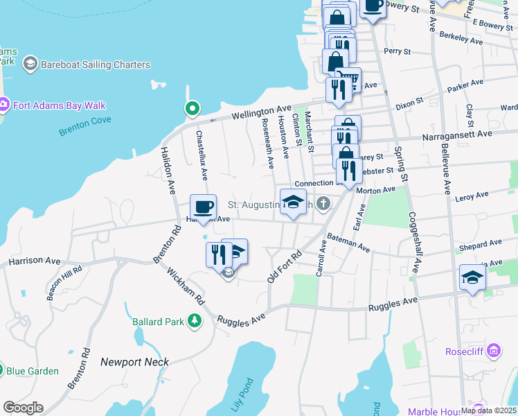 map of restaurants, bars, coffee shops, grocery stores, and more near 64 Eastnor Rd in Newport