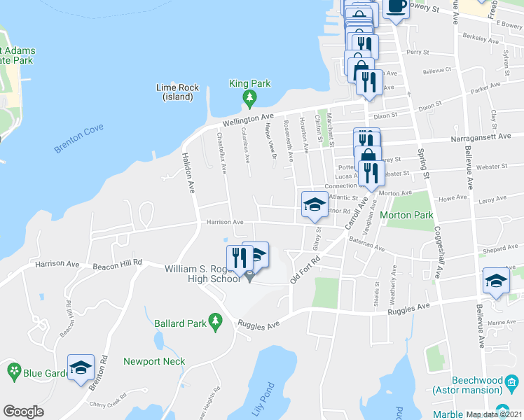 map of restaurants, bars, coffee shops, grocery stores, and more near 78 Eastnor Road Extension in Newport