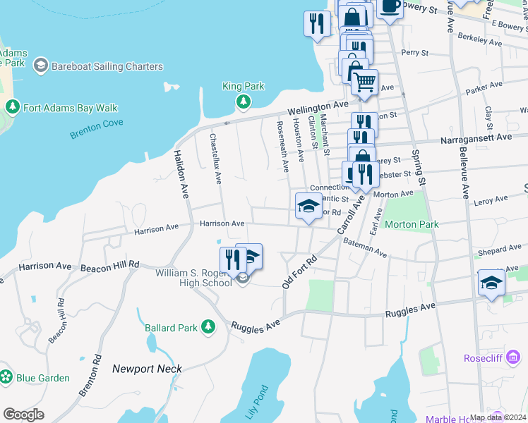 map of restaurants, bars, coffee shops, grocery stores, and more near 78 Eastnor Road Extension in Newport