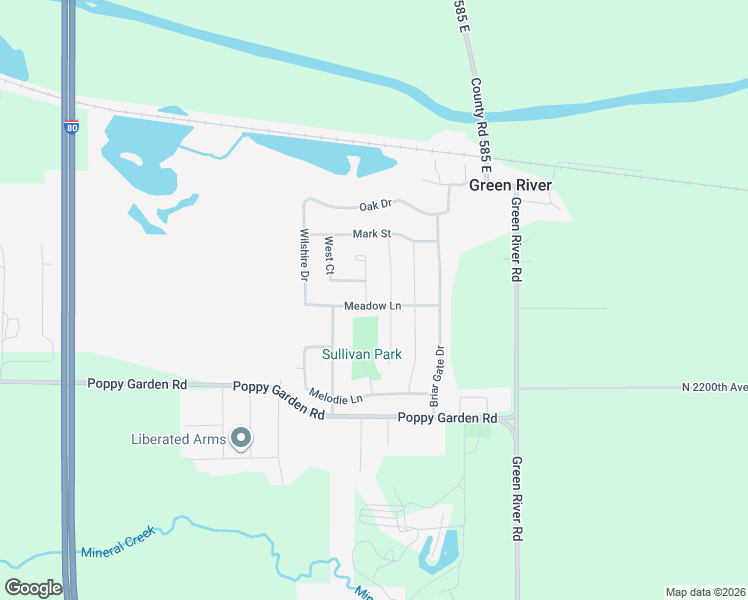 map of restaurants, bars, coffee shops, grocery stores, and more near 1127 Meadow Lane in Colona