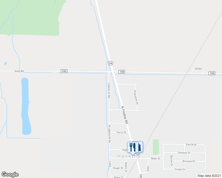 map of restaurants, bars, coffee shops, grocery stores, and more near 510 Liberty Hi Road in Haskins