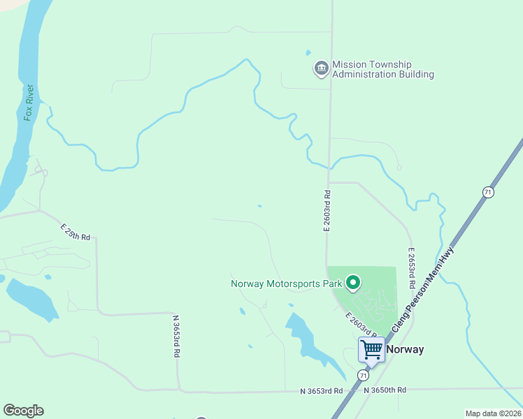 map of restaurants, bars, coffee shops, grocery stores, and more near 2603 3689th Road in Sheridan