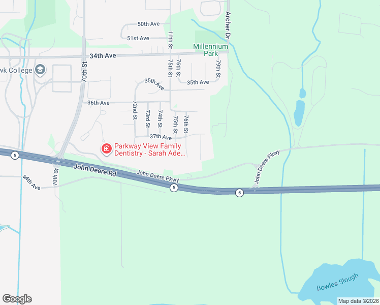 map of restaurants, bars, coffee shops, grocery stores, and more near 3714 76th Street Court in Moline