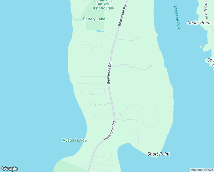 map of restaurants, bars, coffee shops, grocery stores, and more near 370 Beavertail Road in Jamestown